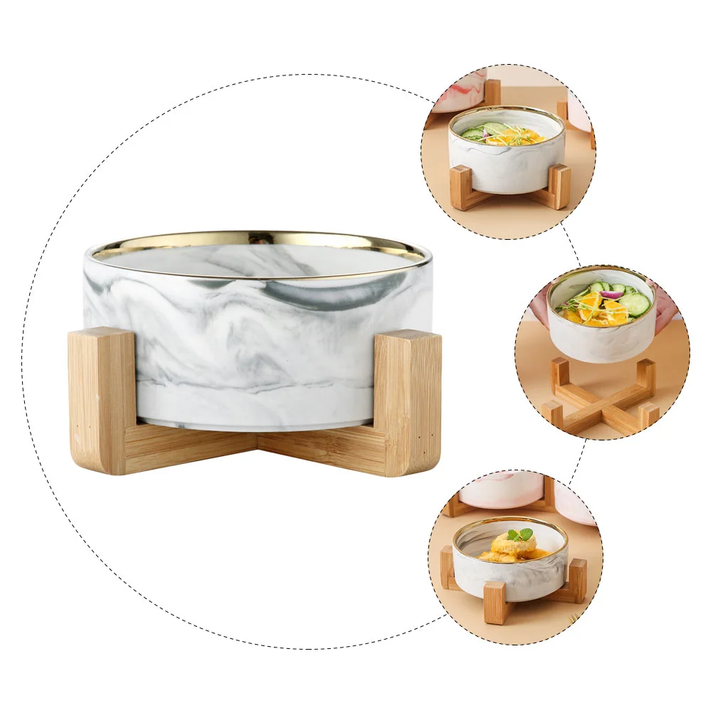 

Pet Bowl Food Containers Ceramic Dog Water Nordic Storage Puppy with Stand Instant Noodle Ceramics Marbled Soup