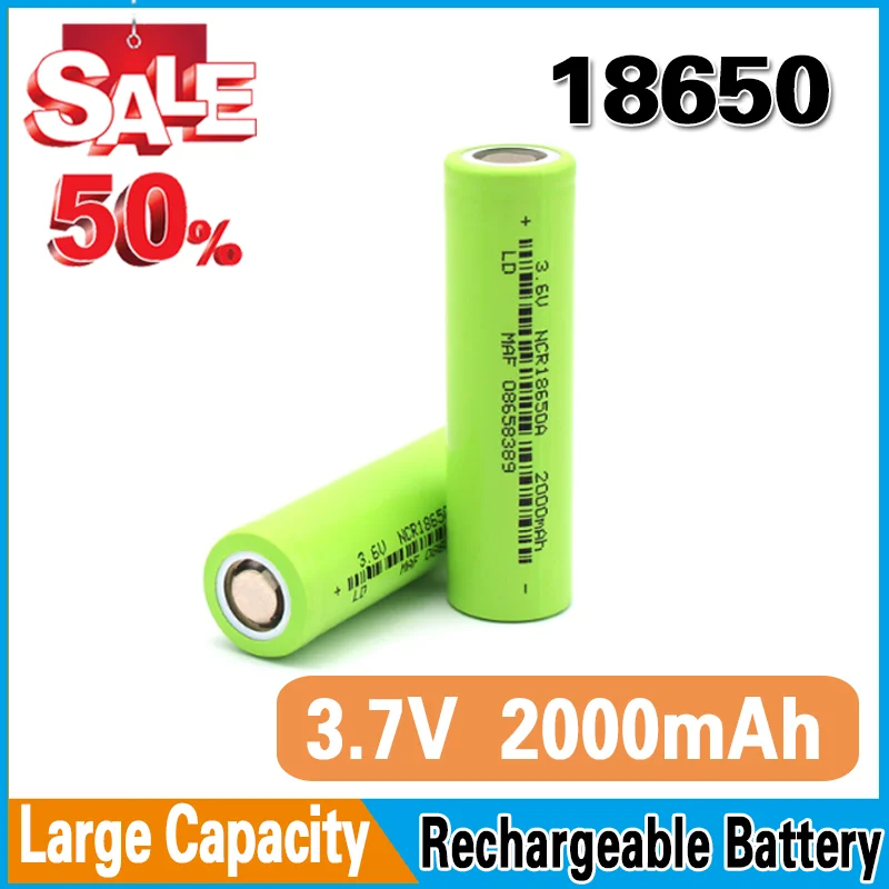 

2000mAh 18650 Rechargeable Battery with Charger 3.7V Li-ion Batteries for Electric Pointer Doorbell Flashlight Lithium Battery