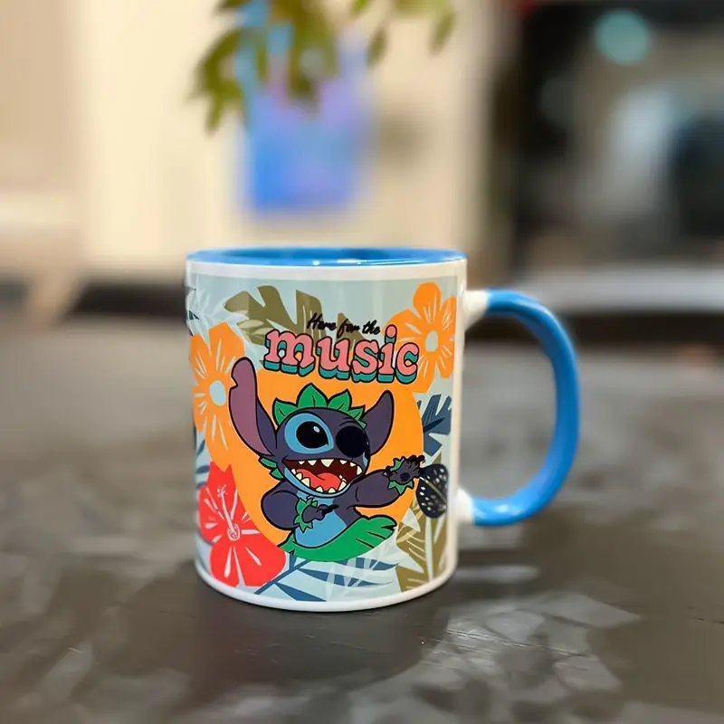 350ml Disney Cute Stitch Mug Cartoon Character Stitch Ceramic Three-dimensional Coffee Cup Office Home Water Cup Birthday Gifts