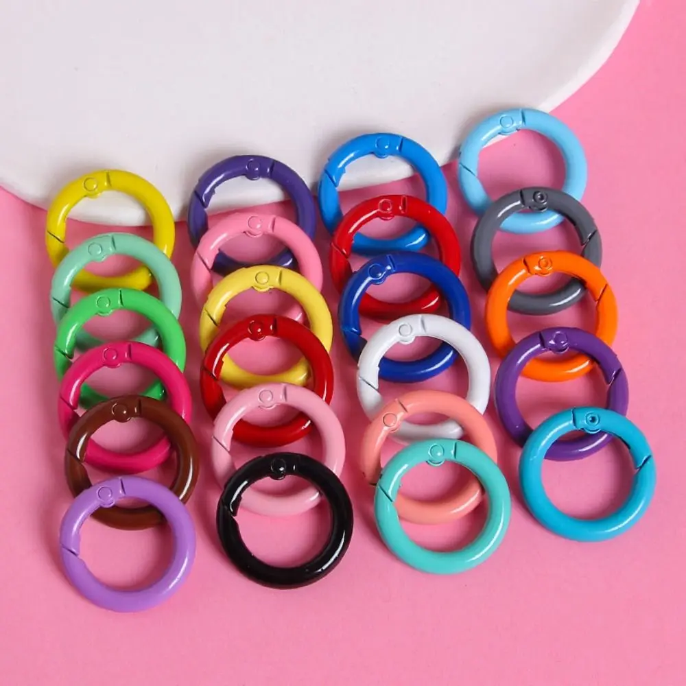 5 Pcs 25mm O Ring Keychain Clips Metal Colorful Openable Round Carabiner Durable Spring Clasp Keychain Making