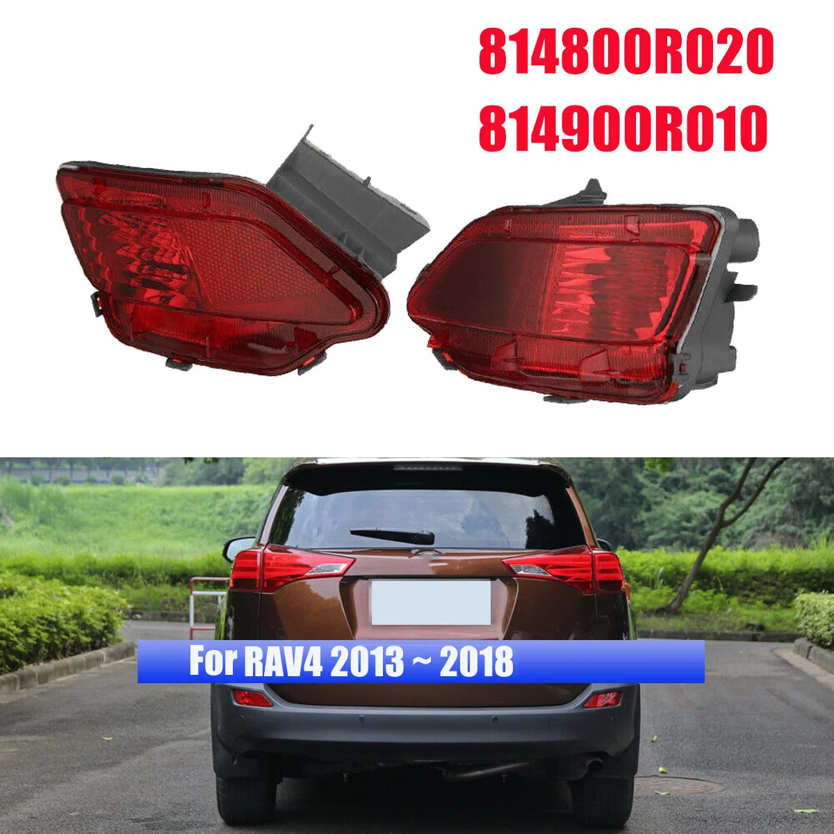 1Pair Rear Bumper Light Reflector Housing 814800R020 814900R010 for Toyota RAV4 2013-2018 Side Turn Signal