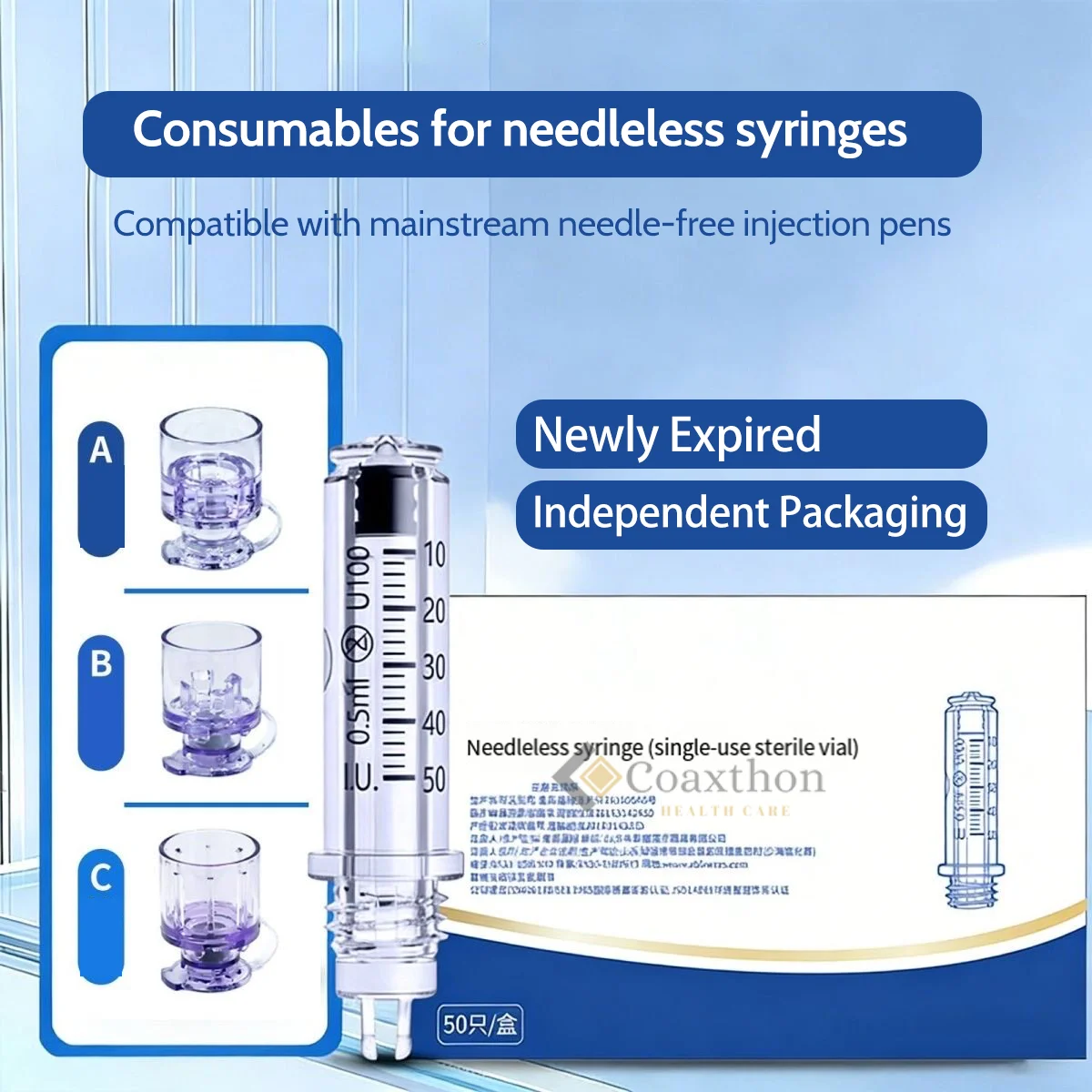 consommables-steriles-jetables-en-ampoule-connecteurs-d'interfaces-de-type-a-b-c-pour-injecteur-sans-aiguille-echelle-precise-qualite-medicale