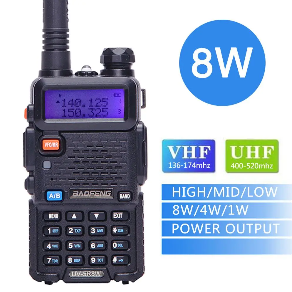 2025 رائجة البيع Baofeng UV-5R 8 واط عالية قوية اتجاهين راديو المحمولة اسلكية تخاطب 8 واط CB هام راديو 10 كجم طويلة المدى Pofung UV