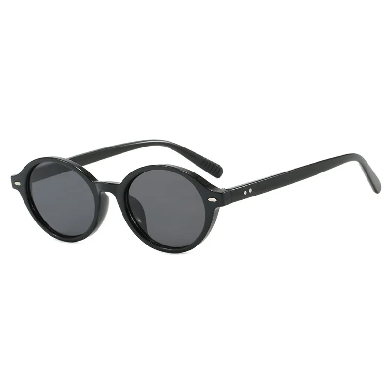 

European and American Trendy Rice Nail Oval Small Frame Sunglasses for Men and Women Fashion Street Style Decorative Glasses