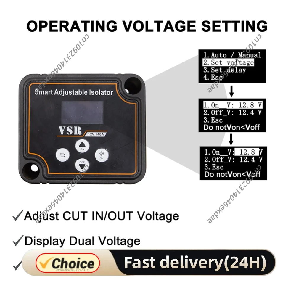 12V 140A Dual Battery Smart Isolator LCD Display Voltage Sensitive Split Charge Relay VSR for Off-Road Camper Yacht ATV UTV Boat