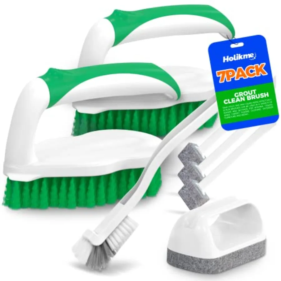 

7 Pack Deep Cleaning Brush Set, Scrub Pads with Scraper Tip for Pool Walls, Bathroom, Grout, Floor, Bike, Tub, Shower, Kitchen