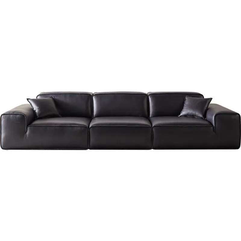 

Shizeng Feitian Big Black Cow Sofa All Leather Straight Row Large and Small Unit Combination Wide Sitting Deep Xia Tupi Sofa