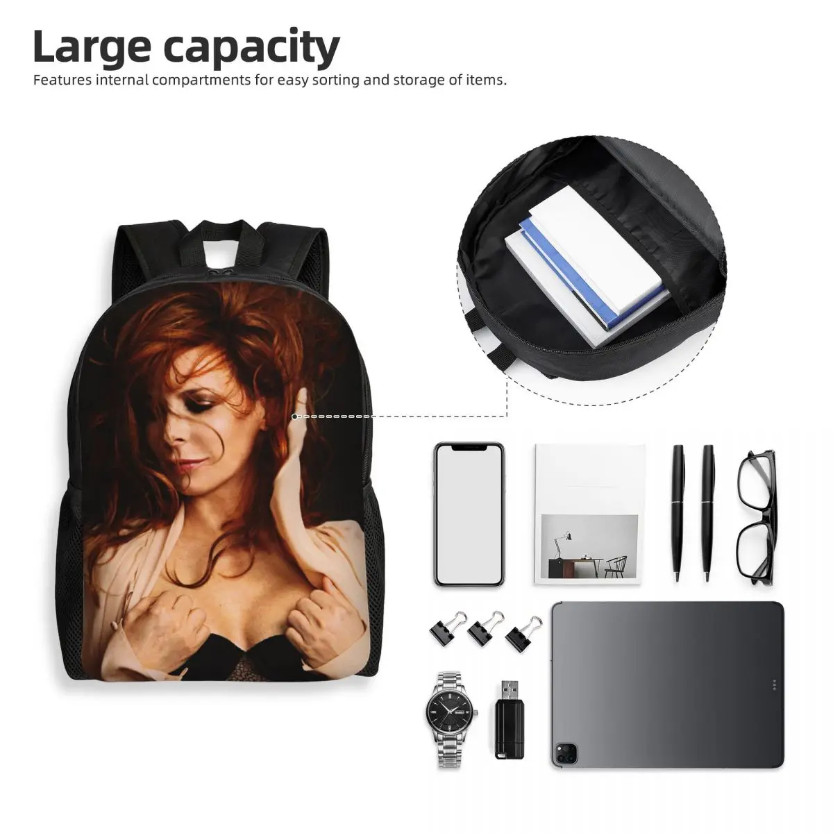 Personalizzato Lovely Mylene Farmer zaini uomo donna Basic Bookbag per School College French Singer Bags