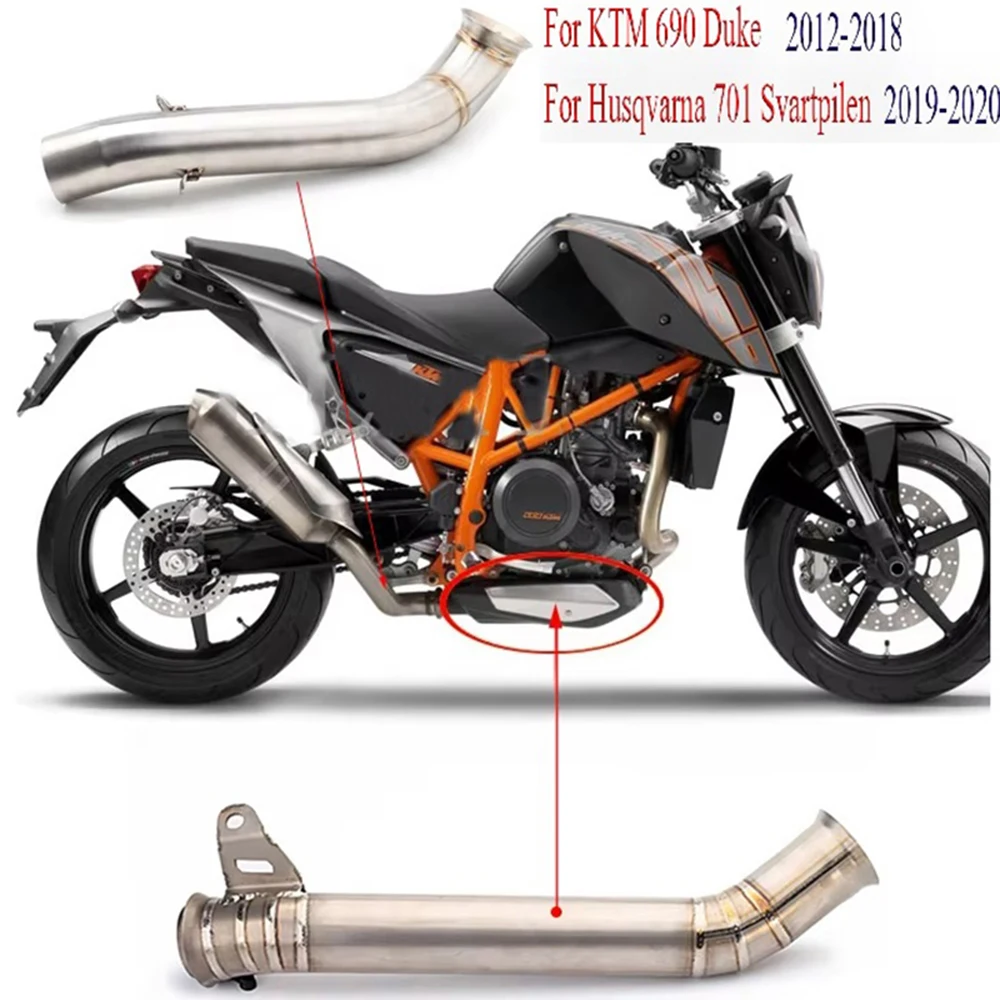 

Motorcycle Exhaust Modified Mid Link Pipe Connect Original Muffler Slip For KTM Duke 690 2013-2020 For Husqvarna 701 Svartpilen