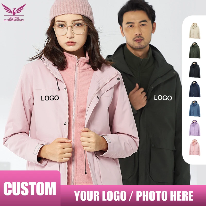 

Custom winter jackets for men print logo Men's outdoor waterproof winter Coat Thicken Hiking Jacket Customized