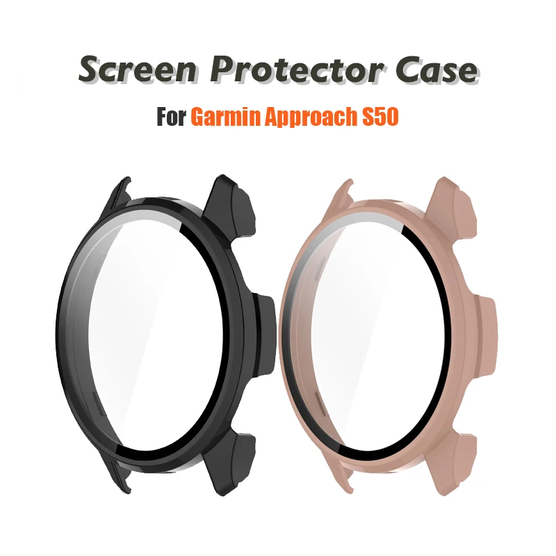 

Screen Protector Case for Garmin Approach S50 HD Anti-Fog Tempered Glass & Hard PC Bumper Accessories for Garmin Approach S50