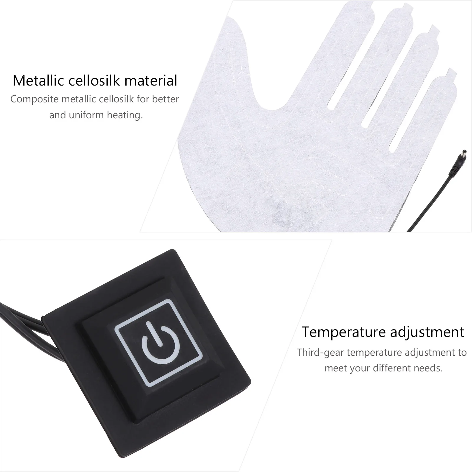 

1 Pair Winter Outdoor Heated Gloves Operated Portable Heating Pad For Gloves Unisex Soft Anti-Fold 3 Temp Settings