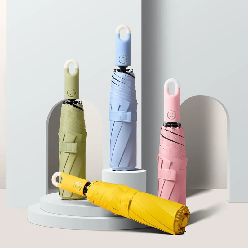 

1PC Umbrella Sunshade Tri-Fold Circle Umbrella With Locking Buckle