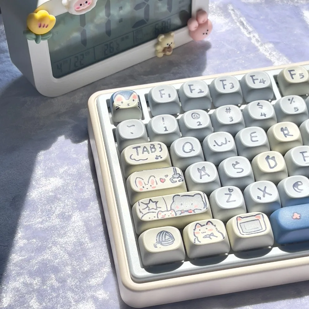 Nasadki na klawiaturę Blue Meow 114-klawiszowe PBT MOA do niestandardowych akcesoriów do klawiatur mechanicznych