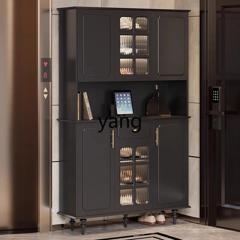 

LH medieval style heightened shoe cabinet large capacity multi-layer oversized black corridor cabinet