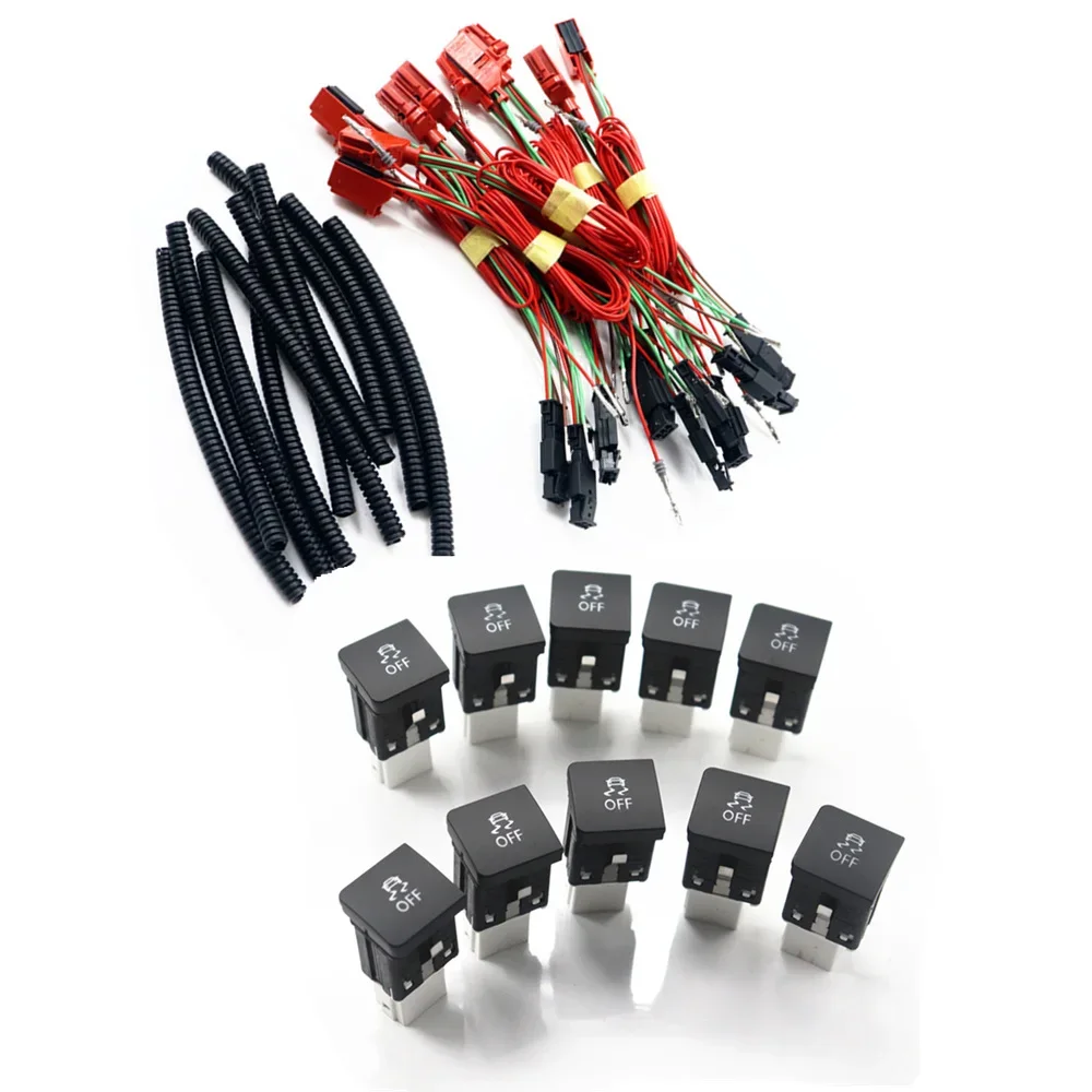 

10Set Car Electronic Traction Control ESP Traction Control Switch OFF Button With Cable For VW Golf 6 MK5 Jetta 5 MK6 1KD927117