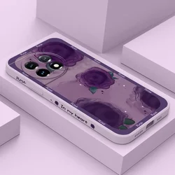Purple Rose Phone Case For Oneplus 12 12R 11 11R 10 10R 10T 9R 9RT 9 8T 8 7 7T Pro 5G Liquid Silicone Cover