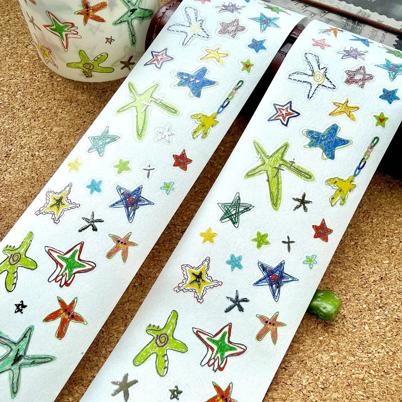 Zouzouhuishe Many Shiny Sliver Stars Die Cut Washi PET Tapes Craft Supplies DIY Scrapbooking Card Making Plan Sticker
