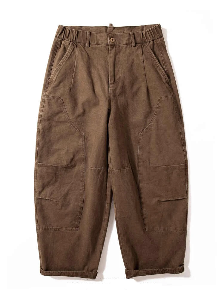 Retro Japanese Style Men's Casual Loose Wide Leg Workwear Pants Spring Autumn Large Size Tapered Shape Casual Long Trousers