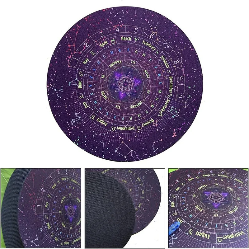 1 Piece Divination Mat Lightweight Round Shape Starry Sky Letter Rubber (Size:8.66 Inches)