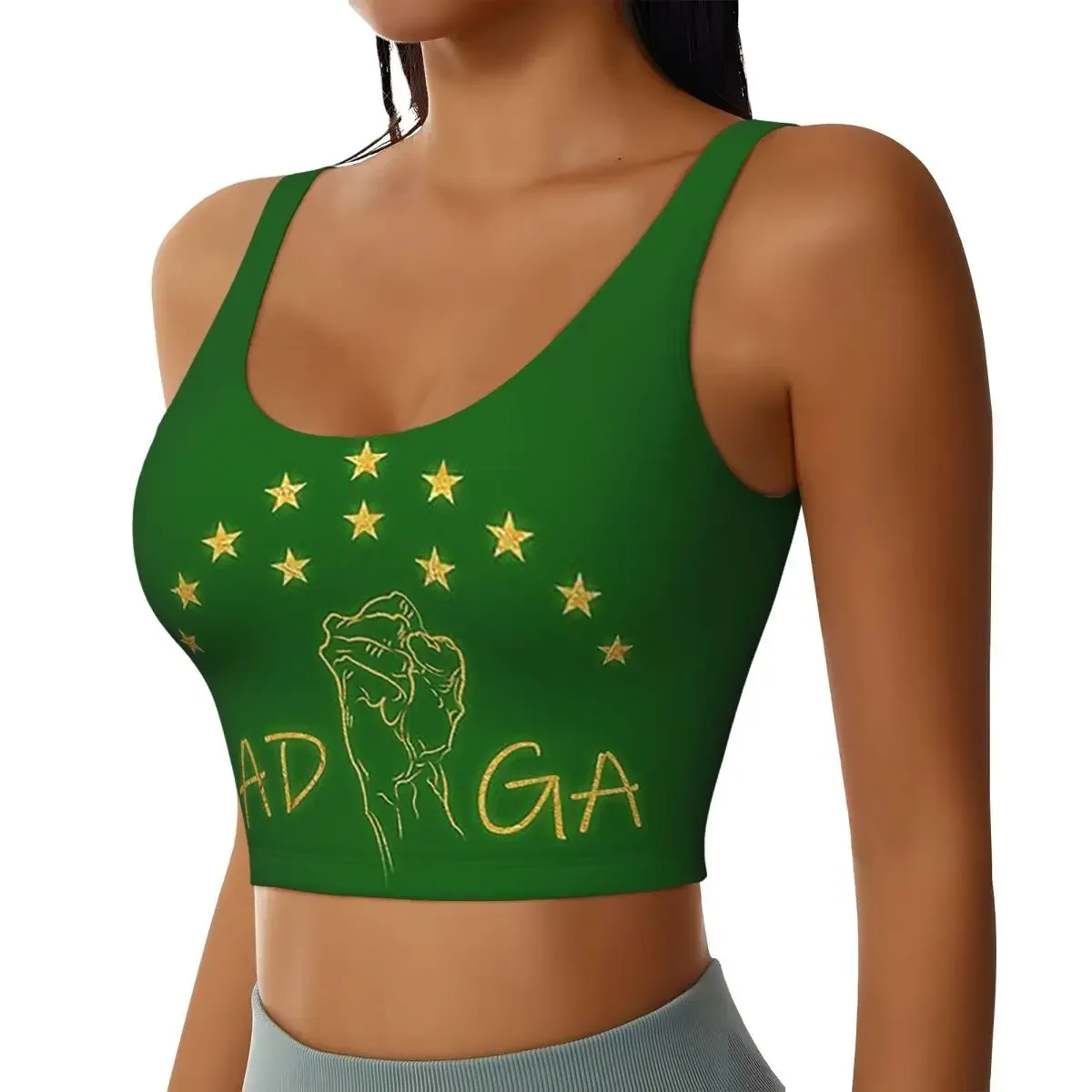 Custom Adiga Fight For Ever Adygea Flag Women Sports Bra High Impact Vest Gym Workout Yoga Crop Tank Top