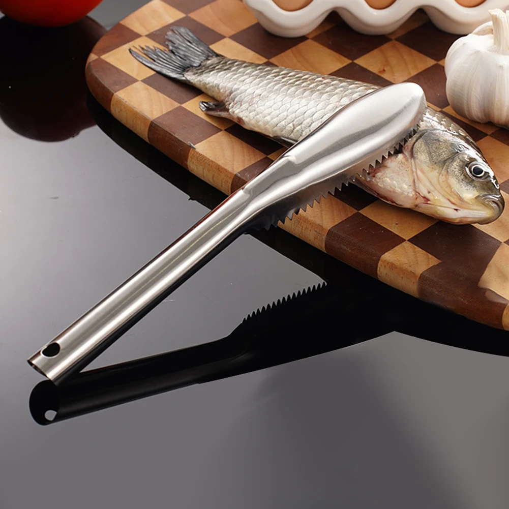 Stainless Steel Fish Scale Remover Tool For Kitchen With Cover Mess-Free Fish Descaler Tool Professional Kitchen Use