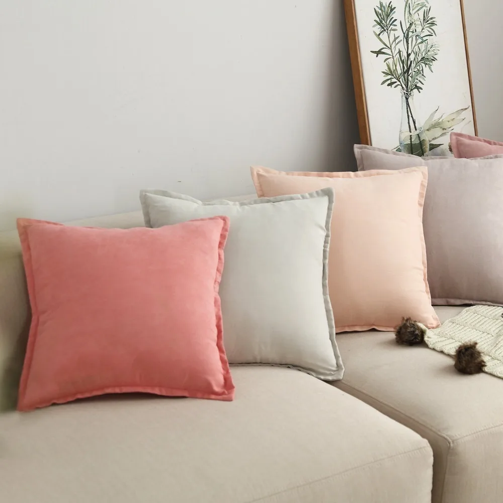 CIFBUY Nordic Ruffle Edge Plain Cushion Cover 30x50/45x45/60x60cm Light Luxury Decorative Throw Pillow Case for Sofa Couch