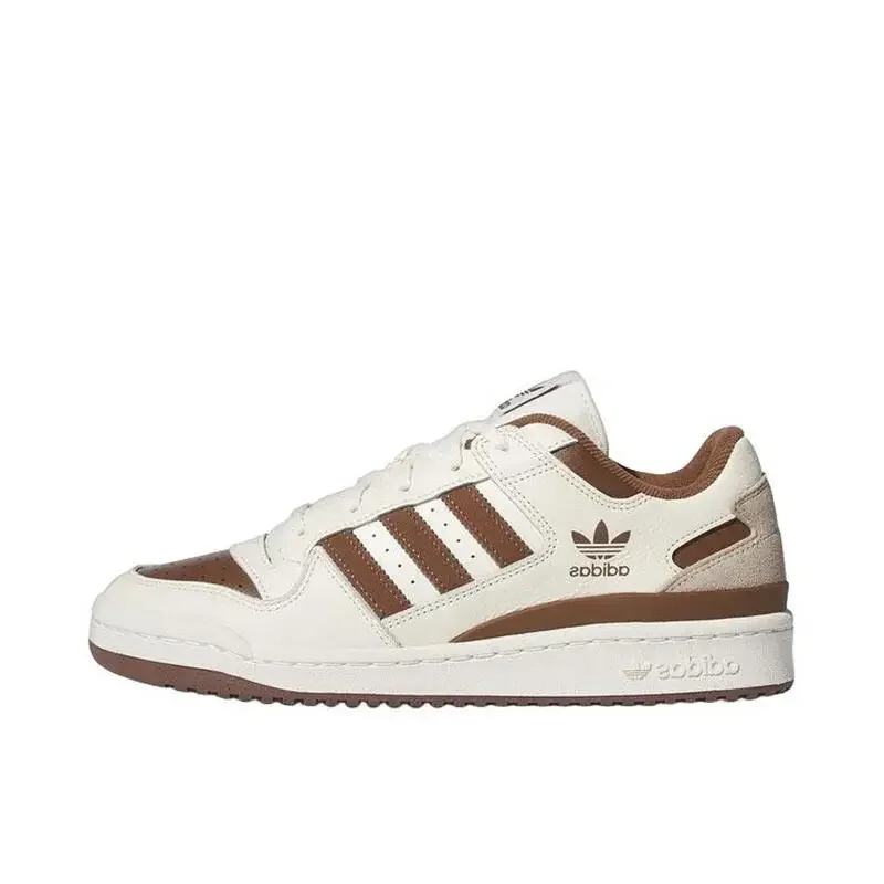 Adidas Originals FORUM Low Durable, Lightweight, Comfortable Low-top Sneakers for Both Men and Women White Brown