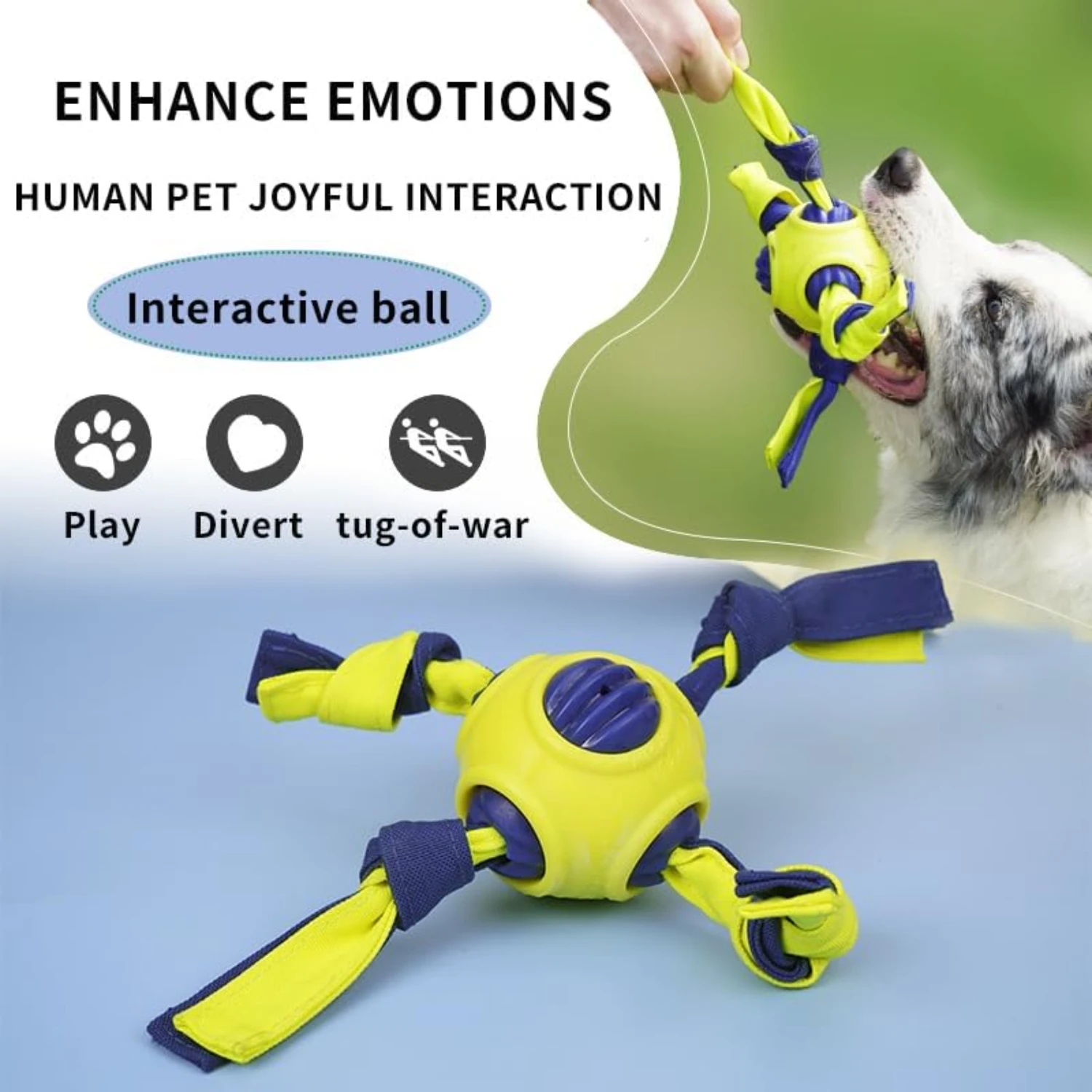 Fun and Durable Interactive Dog Toy Ball with Straps for Tug of War - Perfect Puppy Birthday Gifts - Engaging Dog Water Toy - Id