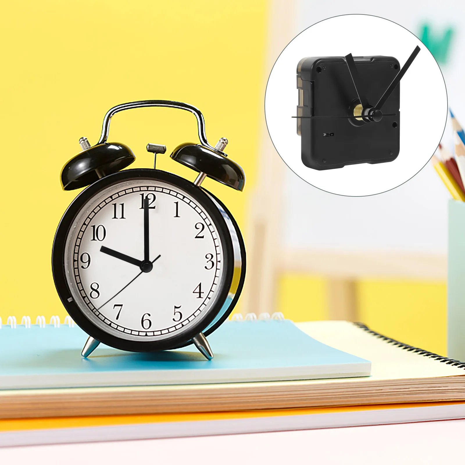 

2pcs Wall Clock Movement Mechanism Replacement Plastic Simple Design Accurate Timekeeping Repair Kit Black