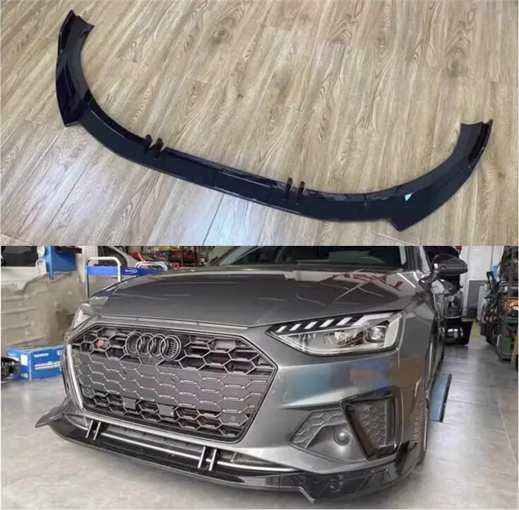 

ABS PAINT CARBON FIBER FRONT BUMPER SPOILER LIP SPLITTERS WIND KNFE COVER For Audi A4 S4 Sline B10 2020 2021 2022 2023