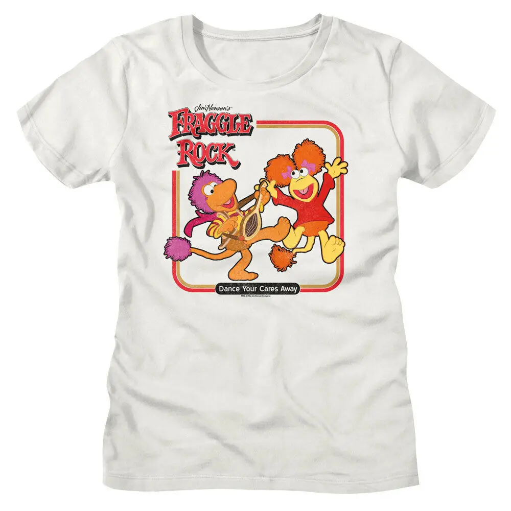 

Fraggle Rock Puppets Gobo Red Dance Your Cares Away Jim Henson Women's T Shirt