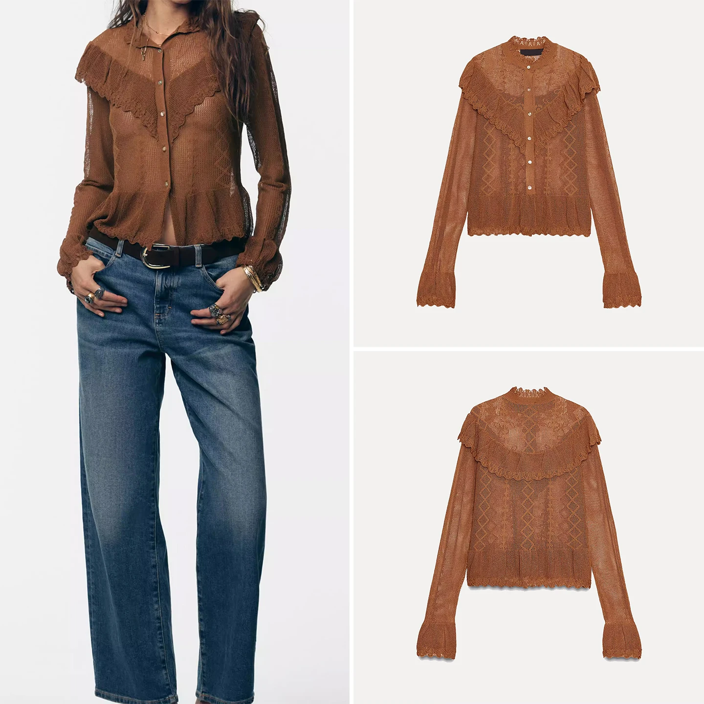 

Romantic Sle Knitted High Collar Me Outerwear Women's Faion Autumn 2025 Z Stand Fit Long Sve Button Closure