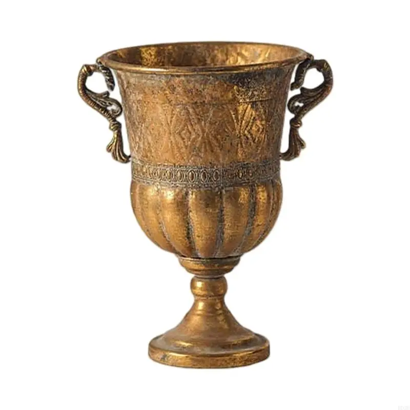 Metall-Urnen-Pflanzgefäß, Bronze, klassische antike Eisen-Pflanztöpfe, dekorative rustikale Blumentöpfe für Terrassen – Detail 1