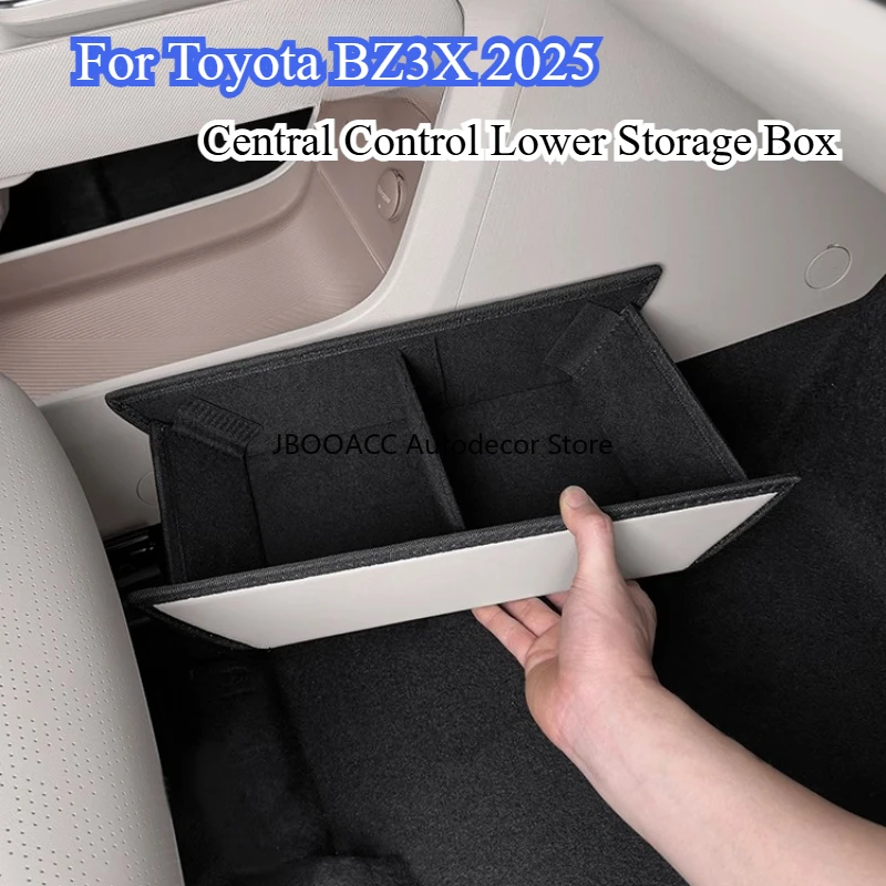 

Для Toyota BZ3X 2025, нижний ящик для хранения центрального управления автомобиля, кожаный органайзер под паролем, противопыльный коврик, автомобильные аксессуары