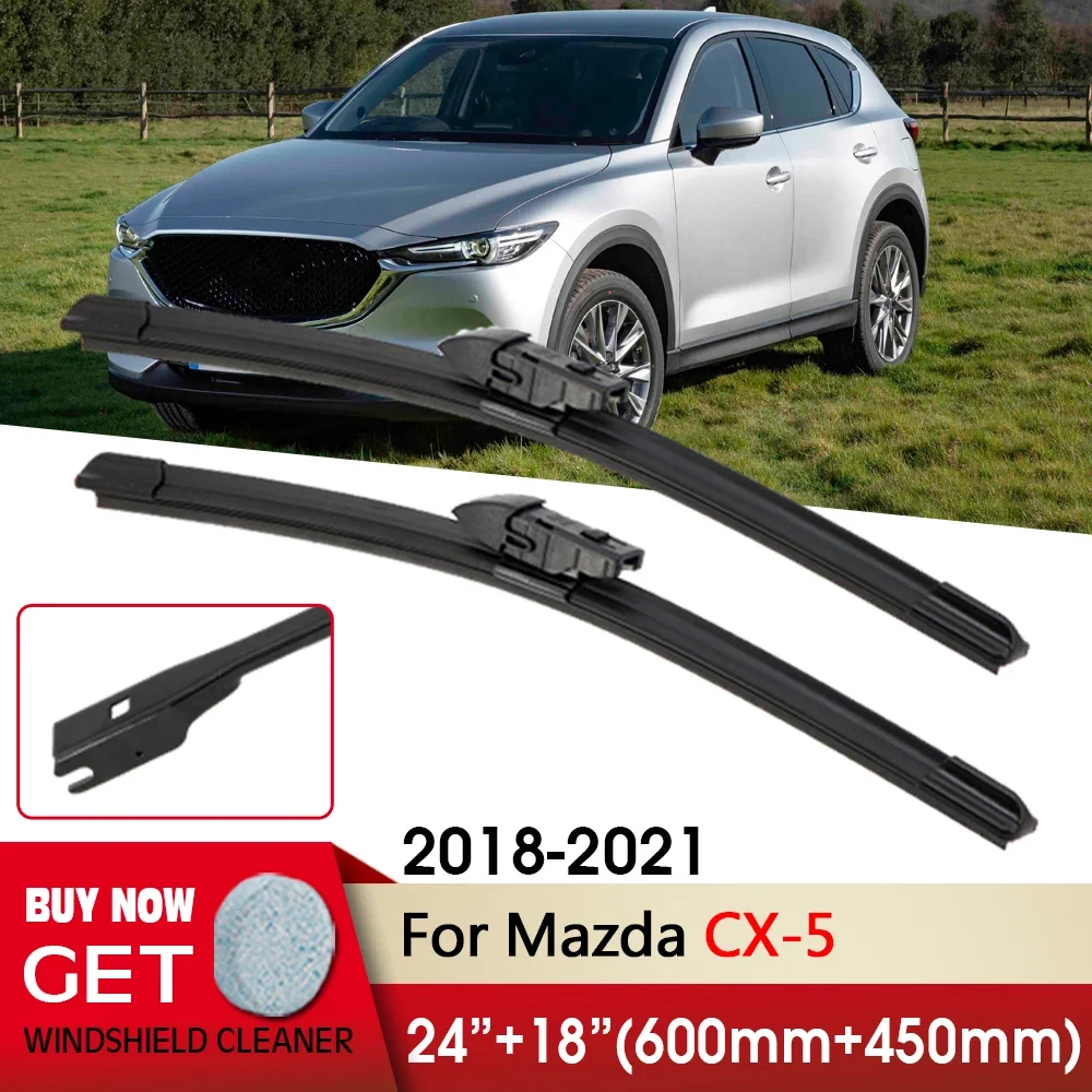 

Car Wiper RHD & LHD Front Wiper Blades 24"+18" For Mazda CX-5 2018 2019 2020 2021 Windshield Windscreen Front Window