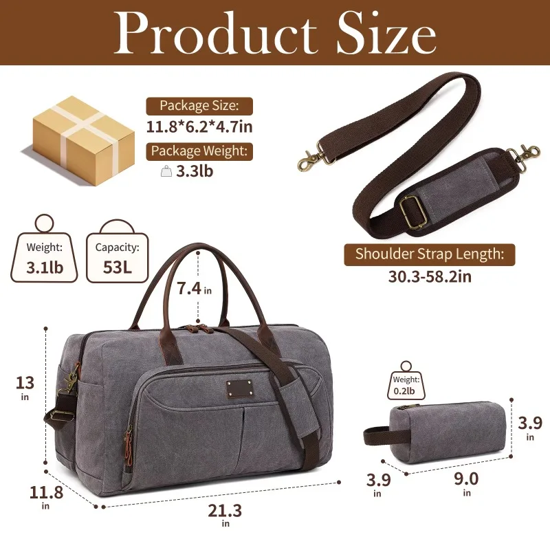 Canvas Travel Bag 53L Foldable Handbag Backpack Women's Men's Gym Hiking Luggage Cosmetics Storage Box