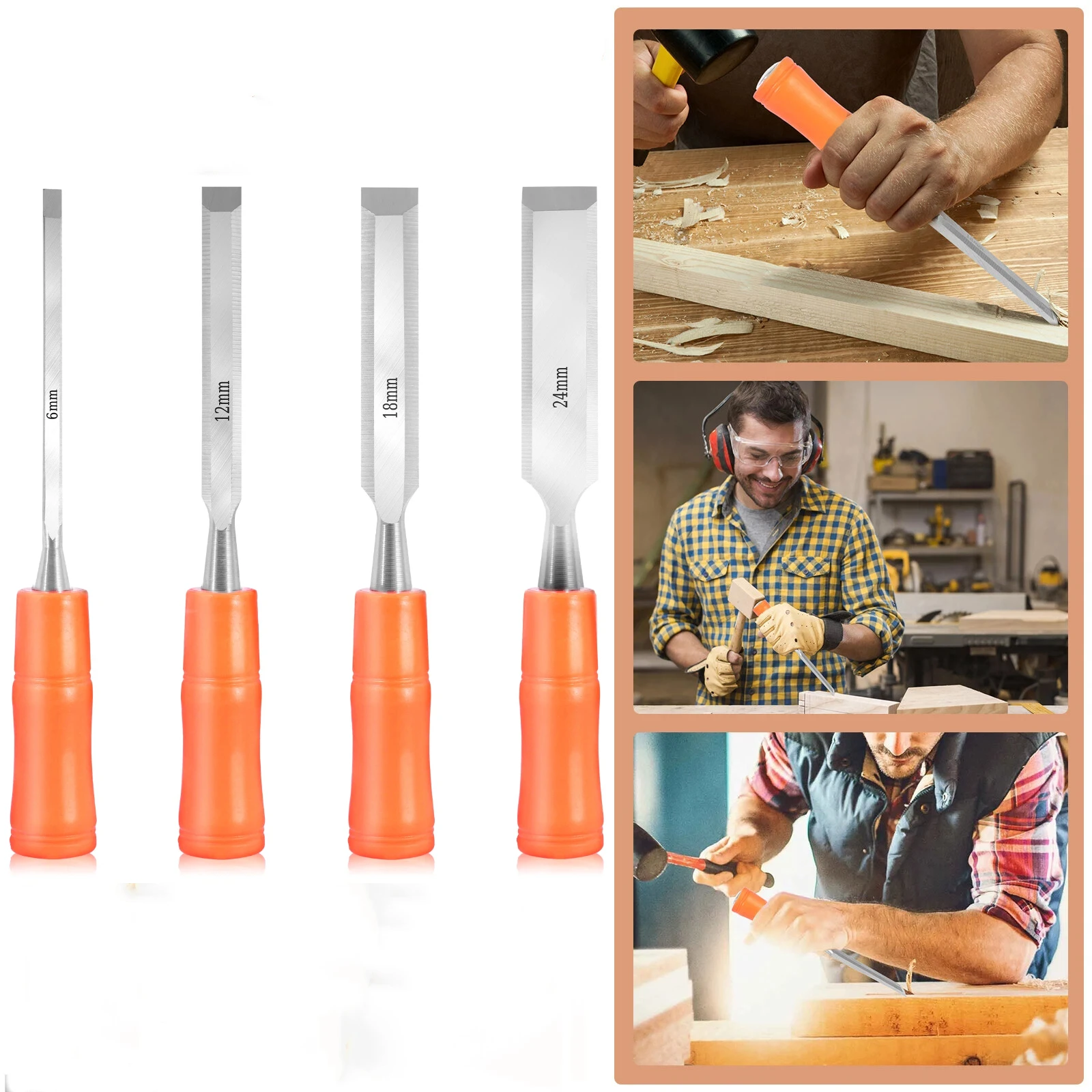 

Carbon Steel Woodworking Chisel Set Handmade DIY Woodworking Chisel Tool with Inclined Blade Sturdy Wooden Chisel