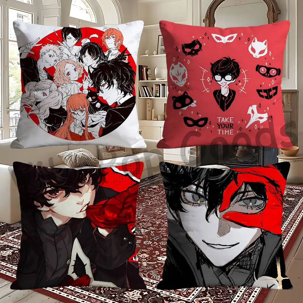 R-Ren R-Ryuji Ann M-Makoto A-Akechi K-Kotone 30x30 65x65 40x40 45x45 50x50 cm Fade Resistant Throw Pillow Cover Pet Friendly