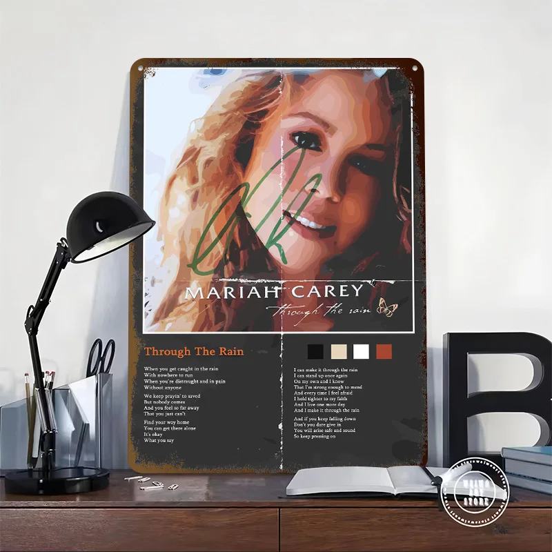 Mariah Carey - Through the Rain Metal Poster Perfect Gift for Fans Lovers Customized Wall Art Metal Sign for Decor Room House