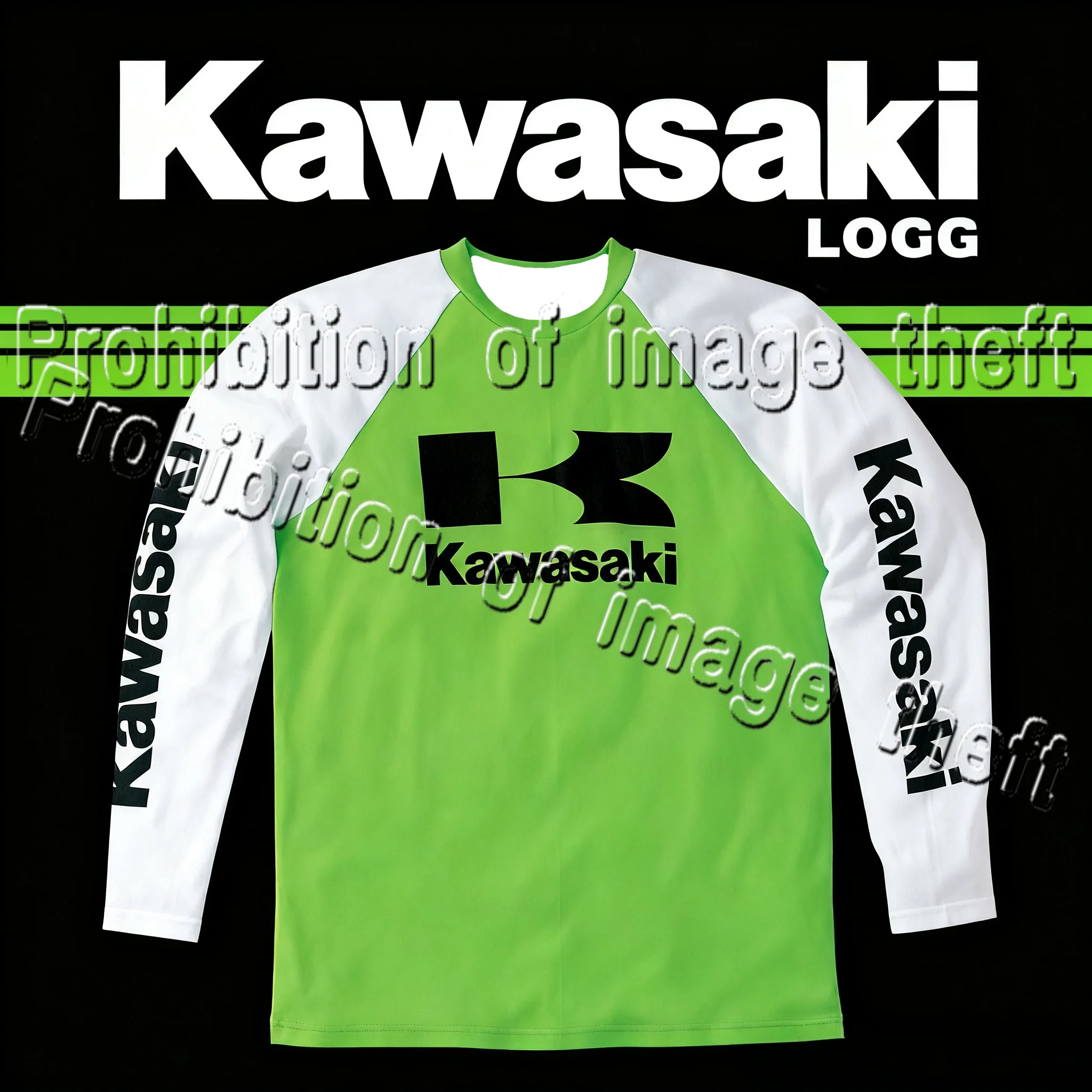 

Kawasaki Autumn and Winter Long Sleeved Shirt Warm Windproof Round Neck Top Adult Motorcycle Travel Commuting Two-piece Hoodie