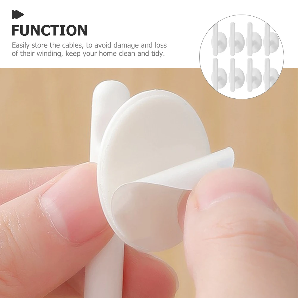

8 Pcs Wire Cable Adhesive Rack Cord Organizer Holder Clips Storage Management Charging White for Desk