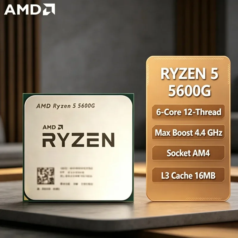 

AMD Ryzen 5 5600G Complete New Processor 4.4GHz 6C12T AM4 Socket Practical CPU For Office Work Gaming And Family Use