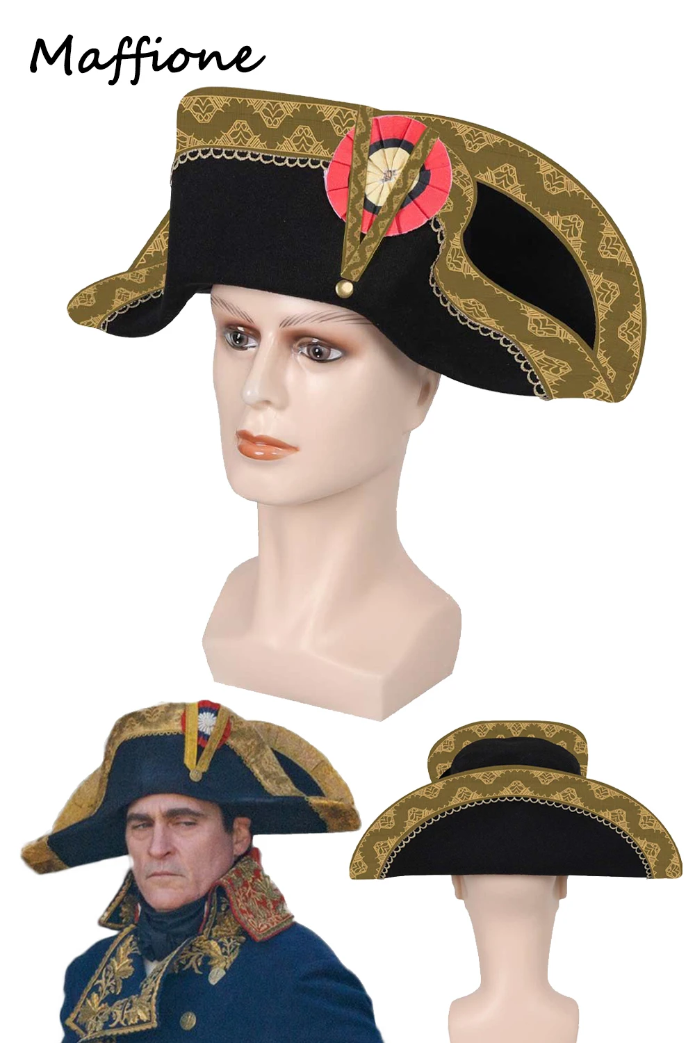 

Napoleon Cosplay Adult President Bicorn Hat French Captains Cap Fantasy Costume Accessory Roleplay Halloween Fantasia Props Gift