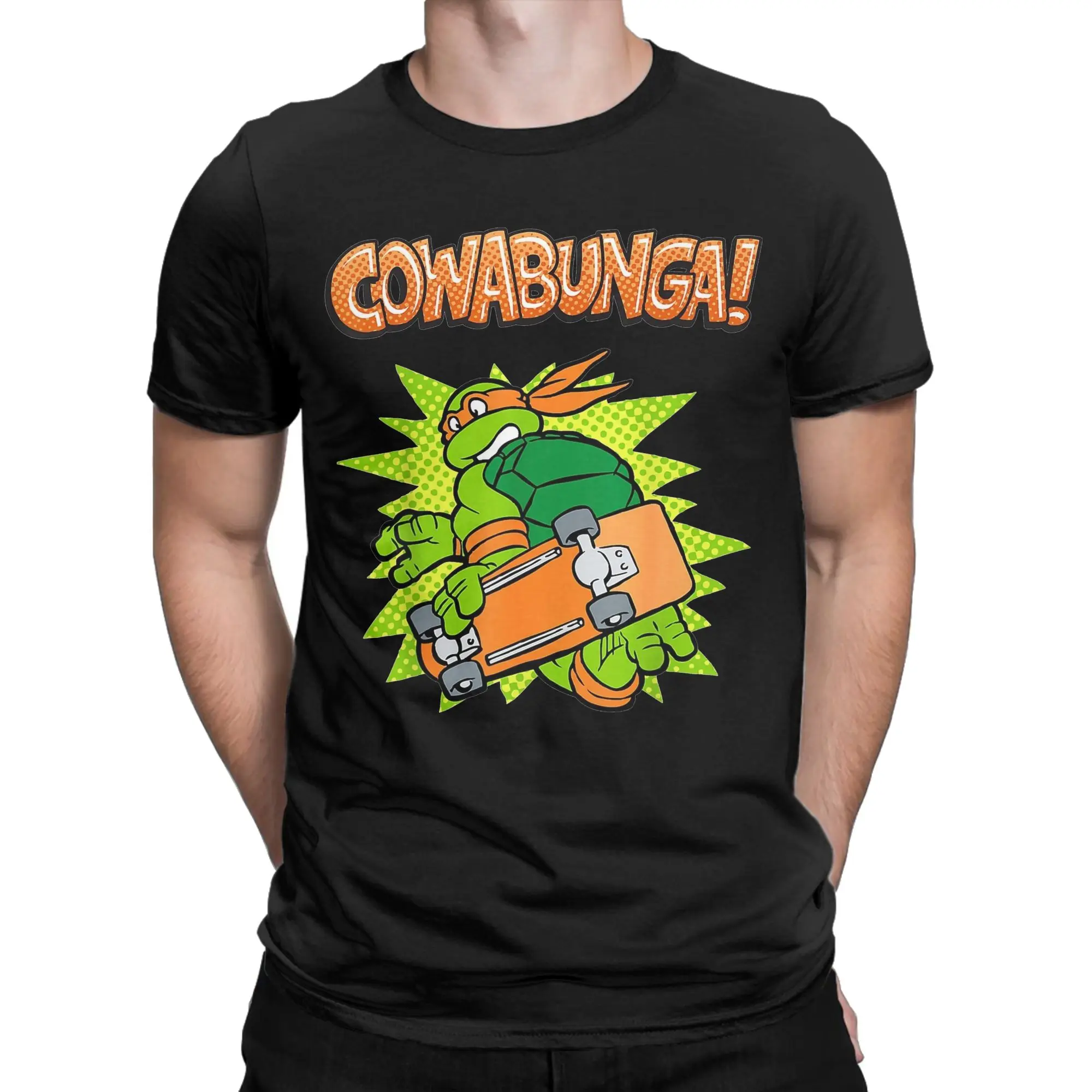 Casual Cool TMNT T-Turtles Skateboarding Tshirt Men's Round Neck Short Sleeve Clothes Cotton Summer Top Tee