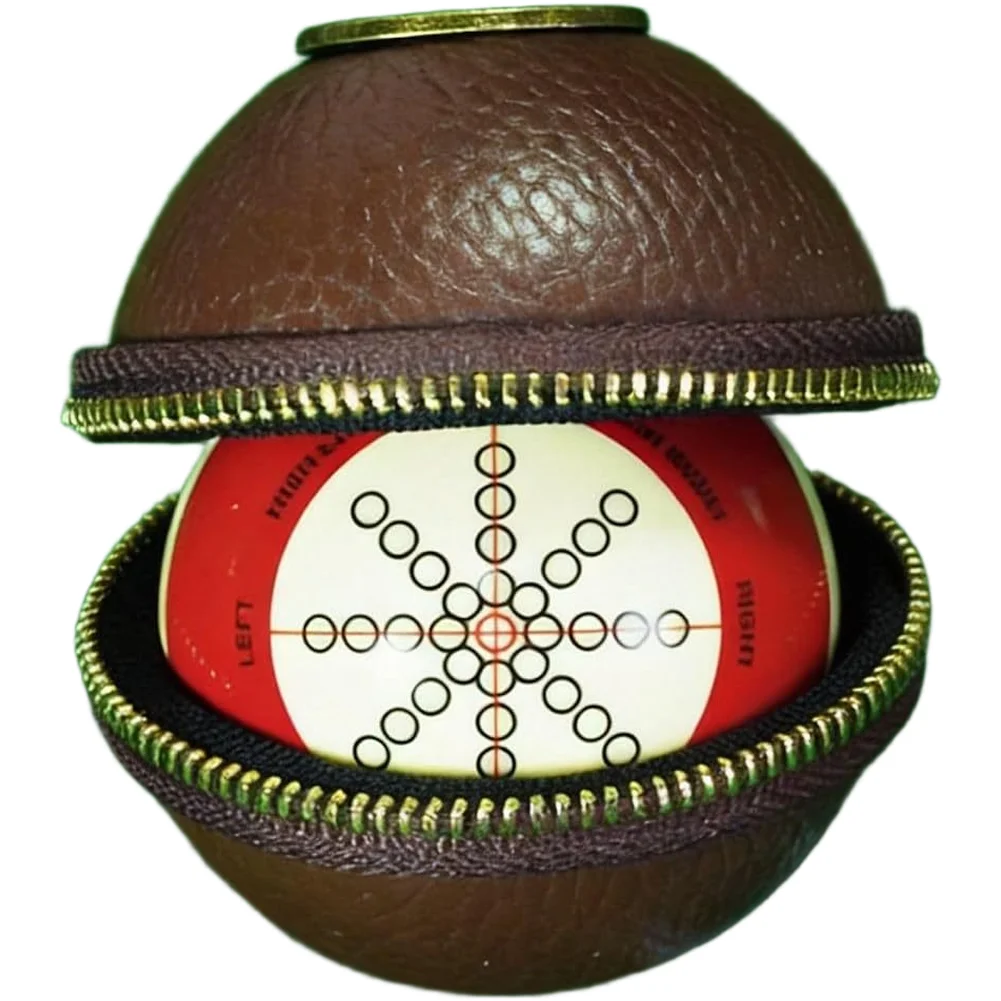 Round Compact For billiard Ball Bag PU Leather with Rotatable Clip Hook for 2 1/4 Inch Cue Balls Moisture Resistant