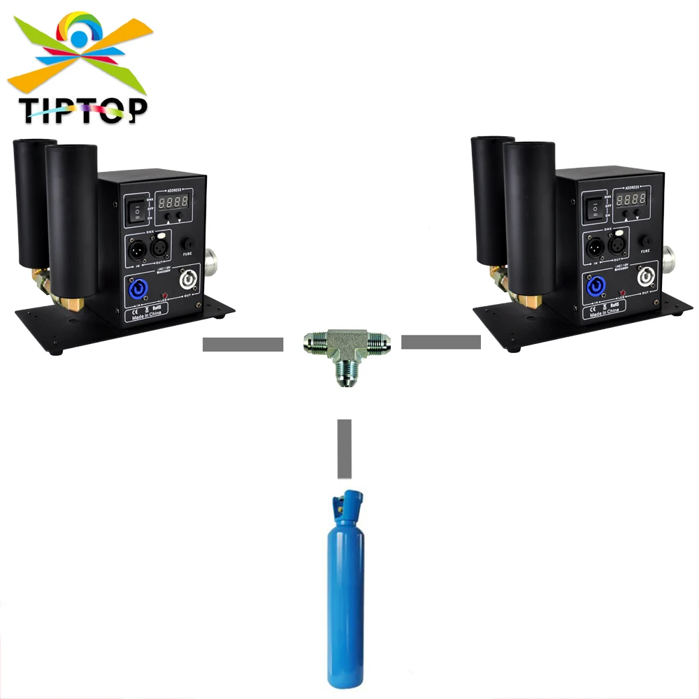 

TIPTOP Dual Pipe Stage DMX Co2 Jet Machine T Gas Hose Connection T Copper Fitting Spliter Gas Supply Chain Supply LCD Display