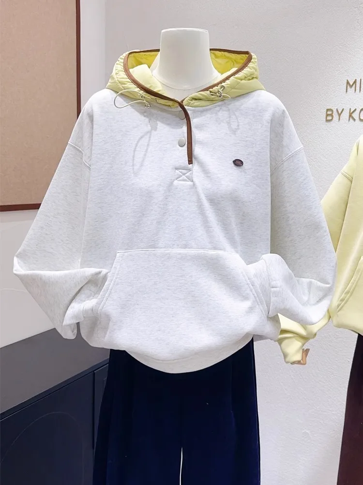 

Уникальная цветная толстовка-худи на весну-осень, модная винтажная свободная женская кофта с длинными рукавами