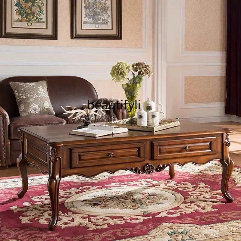 

ss25 American solid wood coffee table retro locker living room small coffee table modern simple small apartment furniture