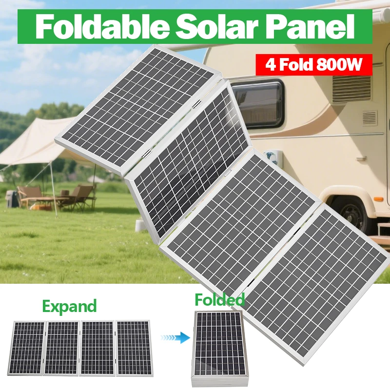 800W 12V Tragbares Faltbares Solarpanel-Set Hocheffiziente Stromversorgung für Netzunabhängiges Camping Notfall Outdoor RV-Aufladung